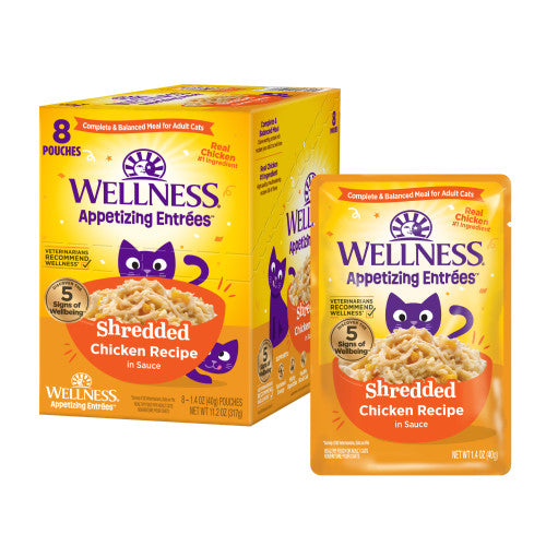 Wellness Appetizing Entrees - Poulet Effiloché - Nourriture Humide Sans Grains pour Chats