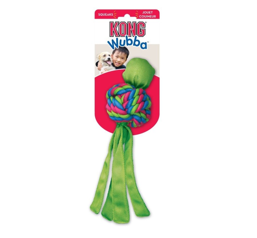 Kong - Wubba Weave - Jouet de Tiraillement avec Couineur pour Chiens
