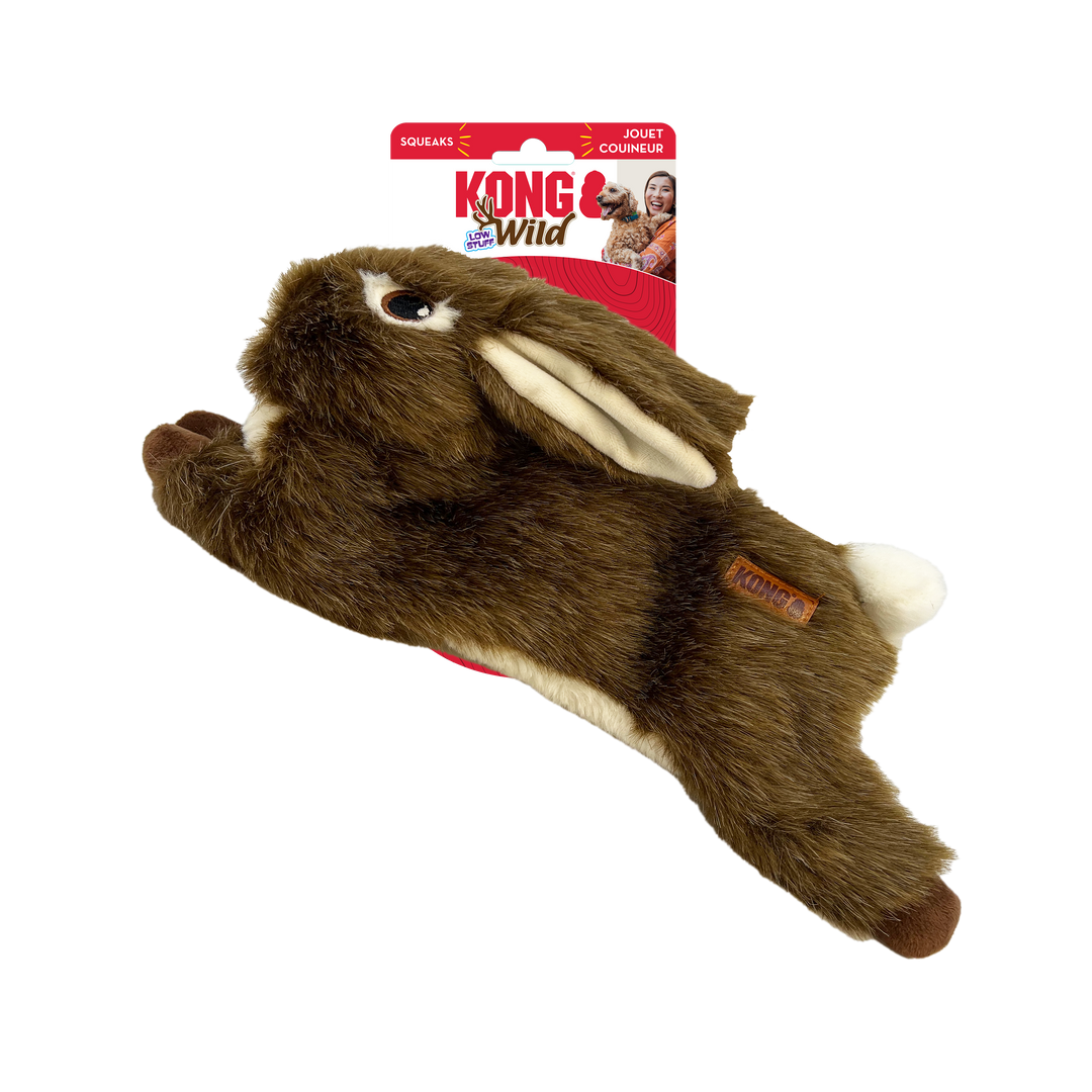Kong - Wild Low Stuff Lapin - Jouet en Peluche avec Couineur pour Chiens