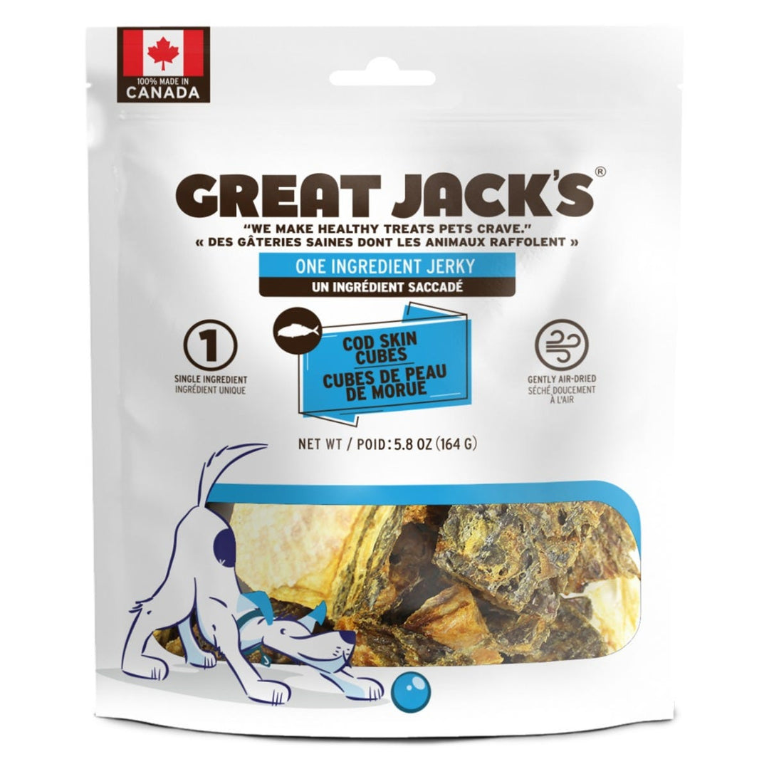 Great Jack's - Peau de Morue Séchée - Gâteries Lyophilisées Sans Grains pour Chiens