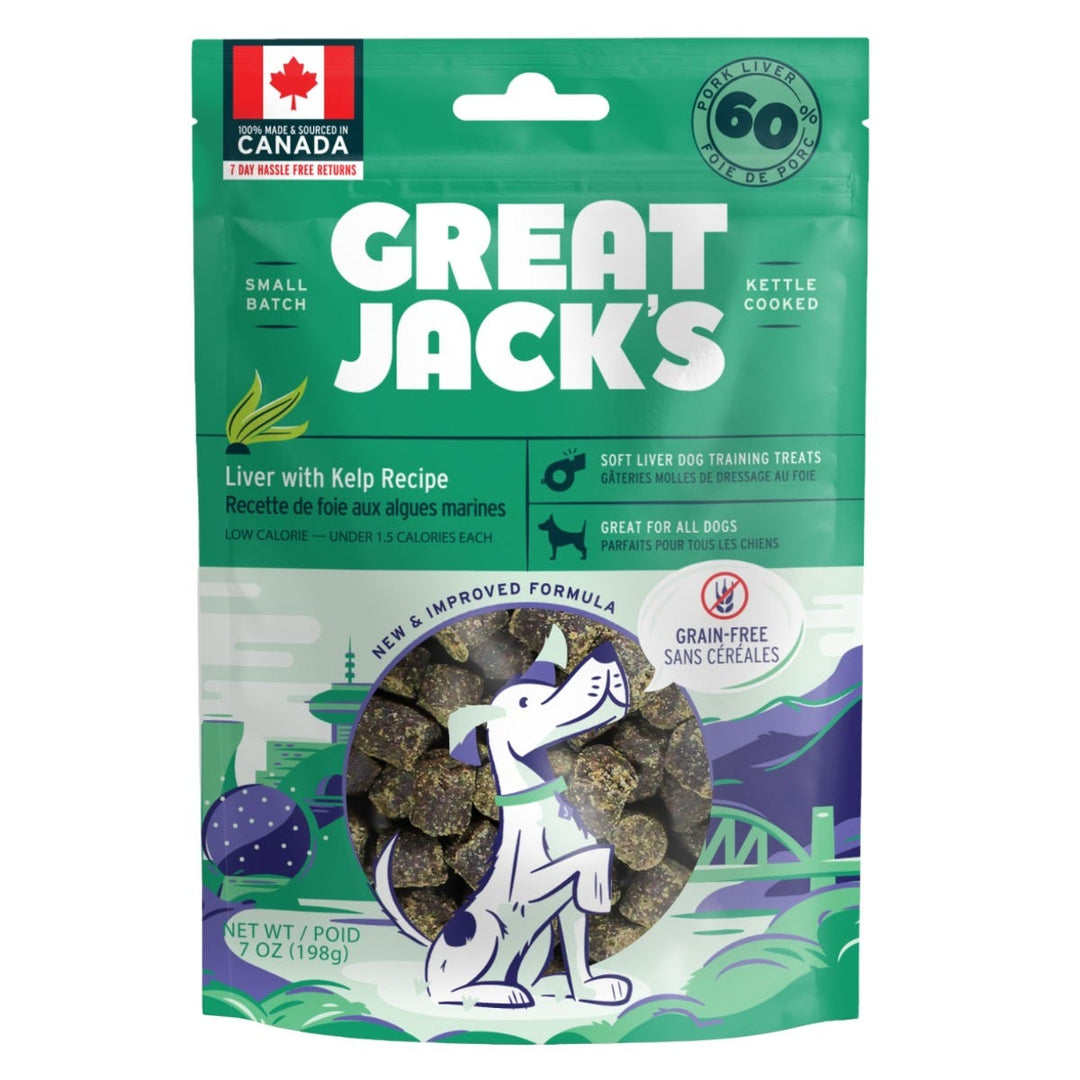 Great Jack's - Foie de Porc aux Algues Marines - Gâteries d'Entaînement Tendres Sans Grains pour Chiens