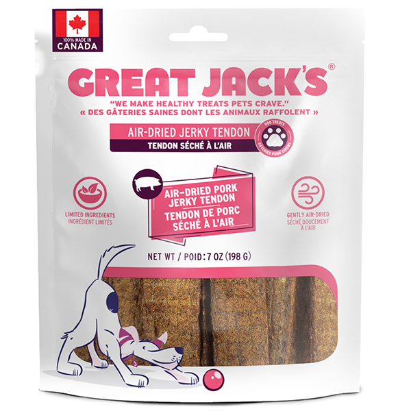Great Jack's - Jerky Tendon Porc - Gâteries Séchées à l'Air pour Chiens