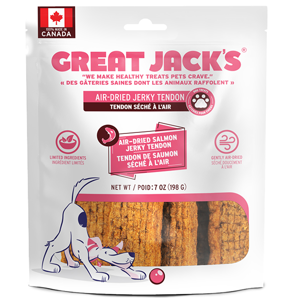 Great Jack's - Jerky Tendon Saumon - Gâteries Séchées à l'Air pour Chiens