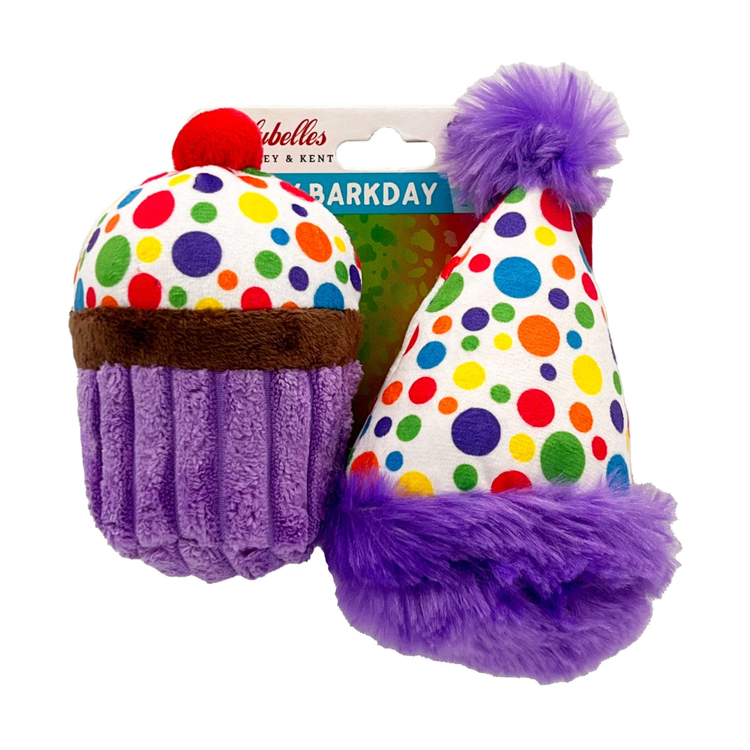 Lulubelles Tiny Tuffs - Petit Cupcake et Chapeau de Fête - Jouet en Peluche avec Couineur pour Chiens