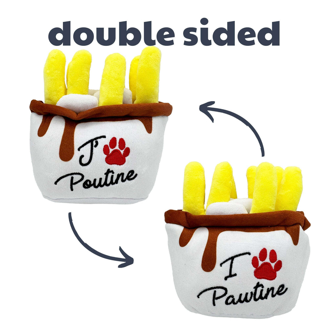 Lulubelles Power Plush - J'aime Poutine - Jouet en Peluche avec Couineur pour Chiens