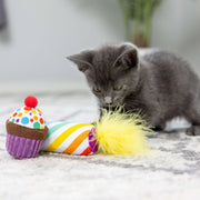 Kittybelles - Petit Cupcake et Chandelle avec Herbe à Chat - Jouet en Peluche Froissé pour Chats