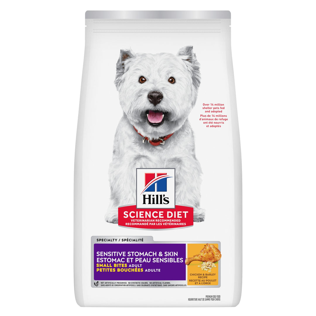 Hill's Science Diet - Estomac et Peau Sensibles, Petites Bouchées Poulet et Orge - Nourriture Sèche pour Chiens Adultes