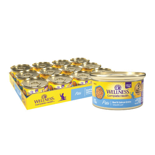 Wellness Complete Health - Chat Pâté de Boeuf et Saumon - Nourriture Humide Sans Grains pour Chats