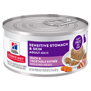 Hill's Science Diet - Chat Adulte Estomac et Peau Sensible Pâté de Canard et Légumes - Nourriture Humide pour Chats