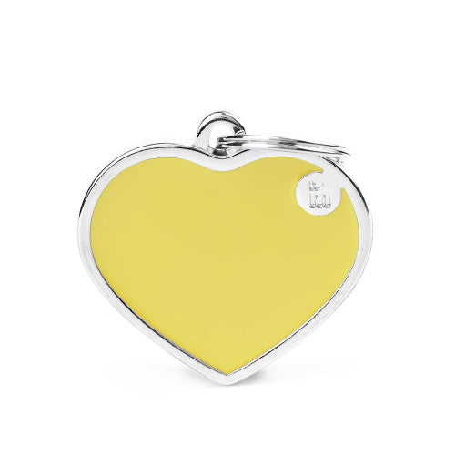 My Family - Basic Handmade Coeur Jaune - Médaille d'Identité pour Chiens