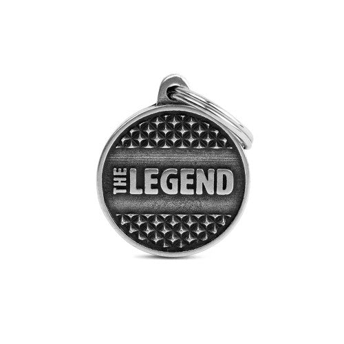 My Family - Bronx Cercle THE LEGEND Argent Antique - Médaille d'Identité pour Chiens