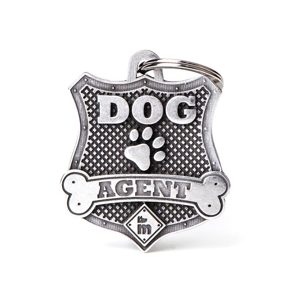 My Family - Bronx DOG AGENT Argent Antique - Médaille d'Identité pour Chiens