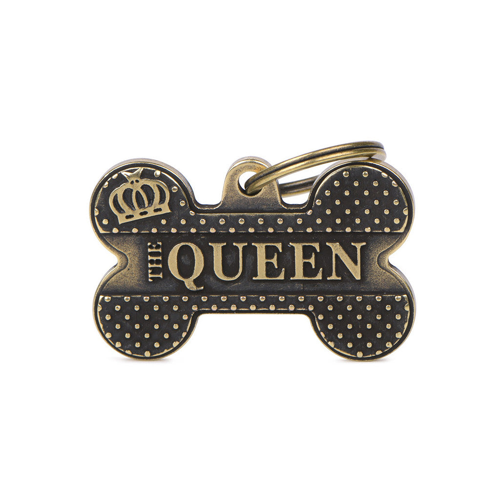 My Family - Bronx Os THE QUEEN Laiton Antique - Médaille d'Identité pour Chiens