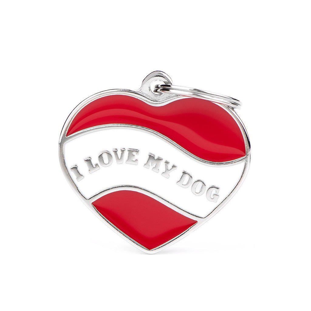My Family - Charmes Coeur I LOVE MY DOG - Médaille d'Identité pour Chiens