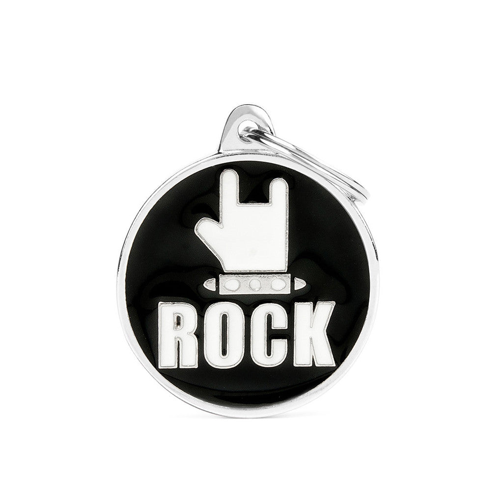 My Family - Charmes Cercle ROCK - Médaille d'Identité pour Chiens