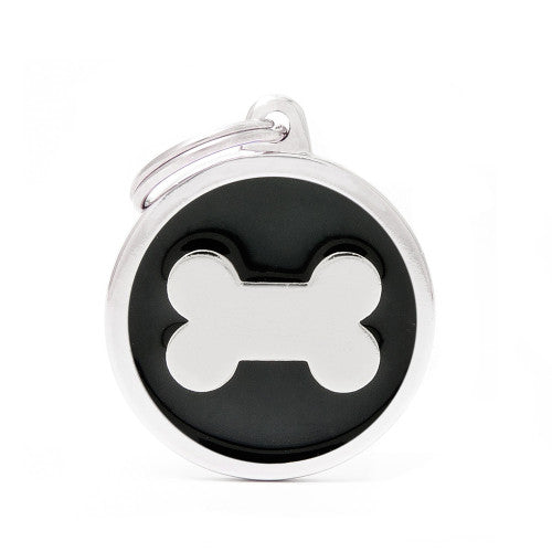My Family - Classic Os Encerclé Noir - Médaille d'Identité pour Chiens