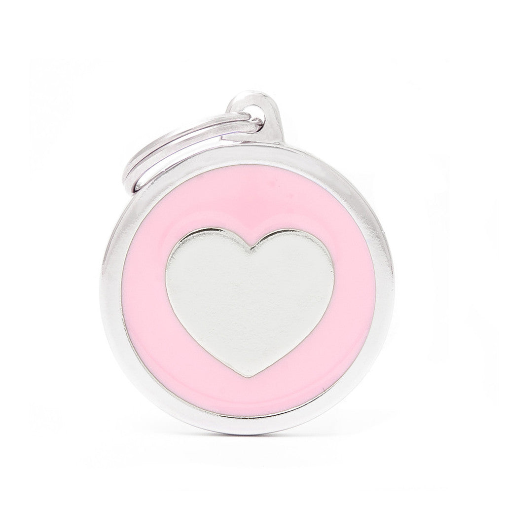 My Family - Classic Coeur Encerclé Rose - Médaille d'Identité pour Chiens