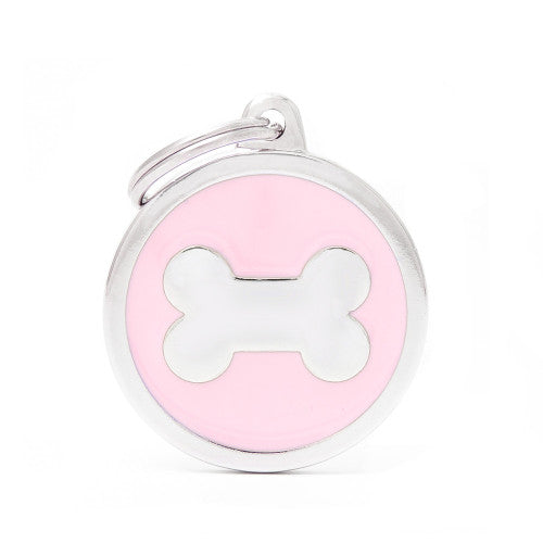 My Family - Classic Os Encerclé Rose - Médaille d'Identité pour Chiens