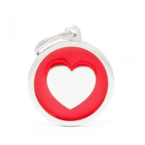 My Family - Classic Coeur Encerclé Rouge - Médaille d'Identité pour Chiens