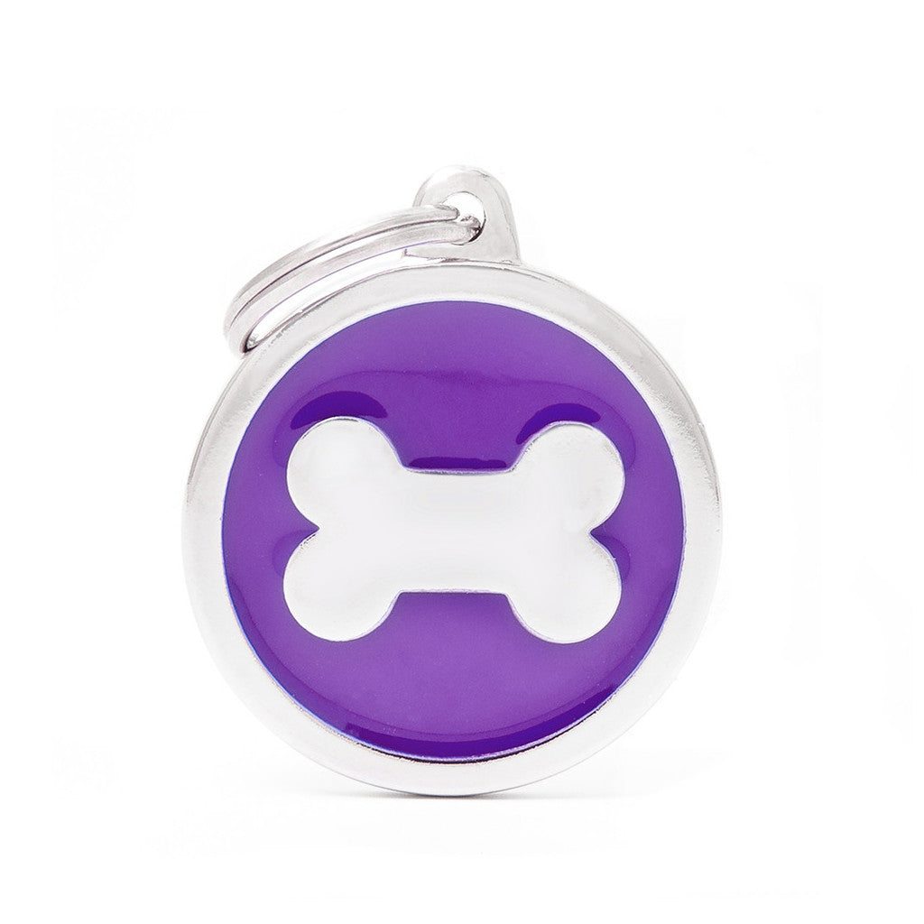 My Family - Classic Os Encerclé Violet - Médaille d'Identité pour Chiens
