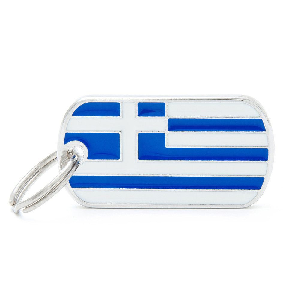 My Family - Drapeau Grèce - Médaille d'Identité pour Chiens