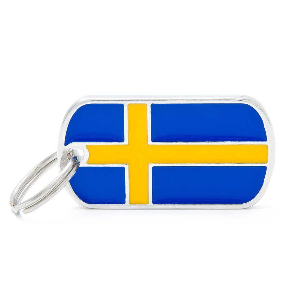 My Family - Drapeau Suède - Médaille d'Identité pour Chiens