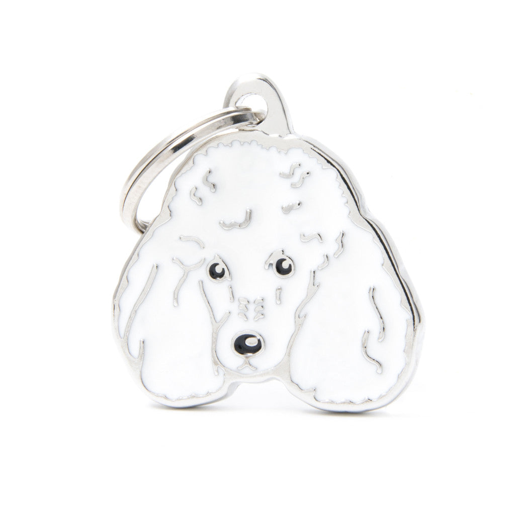 My Family - Friends Caniche Blanc avec Boucle - Médaille d'Identité pour Chiens