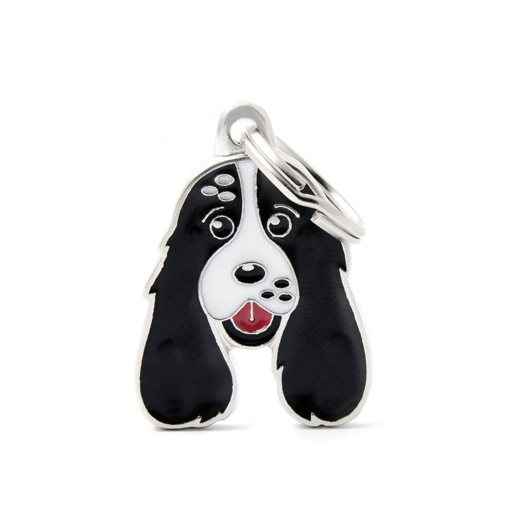My Family - Friends Cocker Noir & Blanc - Médaille d'Identité pour Chiens
