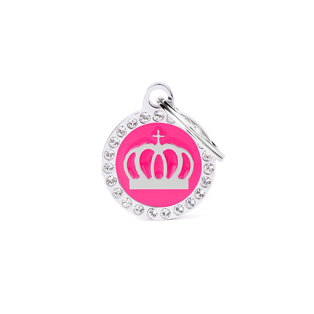 My Family - Glam Couronne Encerclé Rose - Médaille d'Identité pour Chiens