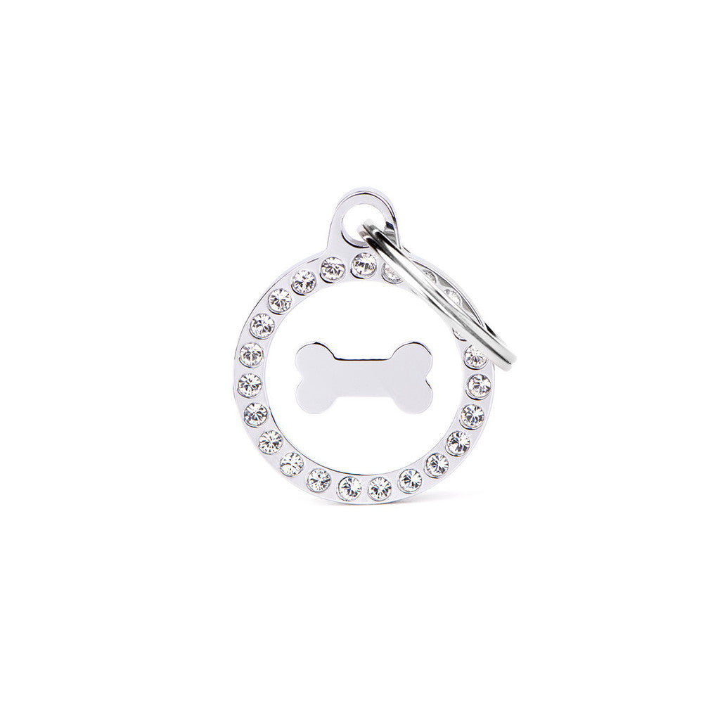 My Family - Glam Os Encerclé Blanc - Médaille d'Identité pour Chiens