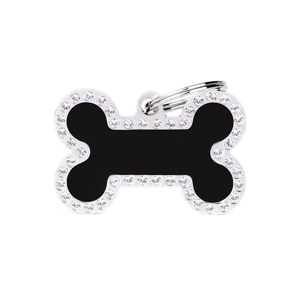 My Family - Glam Os Noir - Médaille d'Identité pour Chiens
