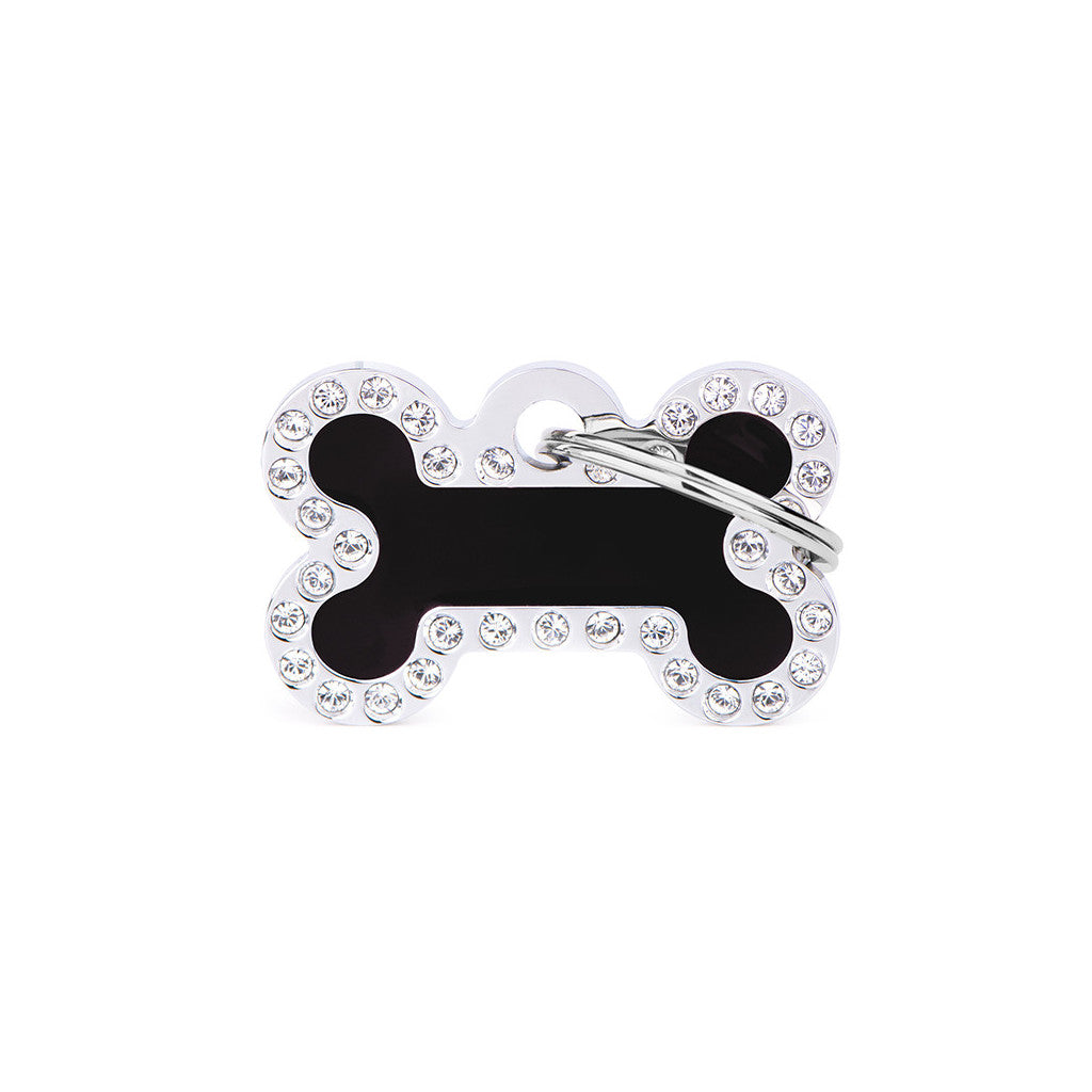 My Family - Glam Os Noir - Médaille d'Identité pour Chiens