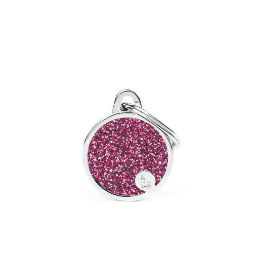 My Family - Brillance Cercle Rose - Médaille d'Identité pour Chiens