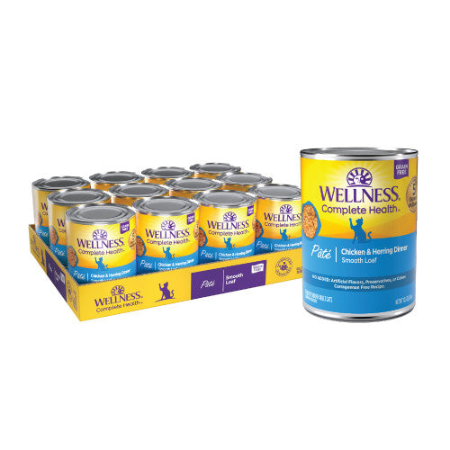 Wellness Complete Health - Chat Pâté de Poulet et Hareng - Nourriture Humide Sans Grains pour Chats