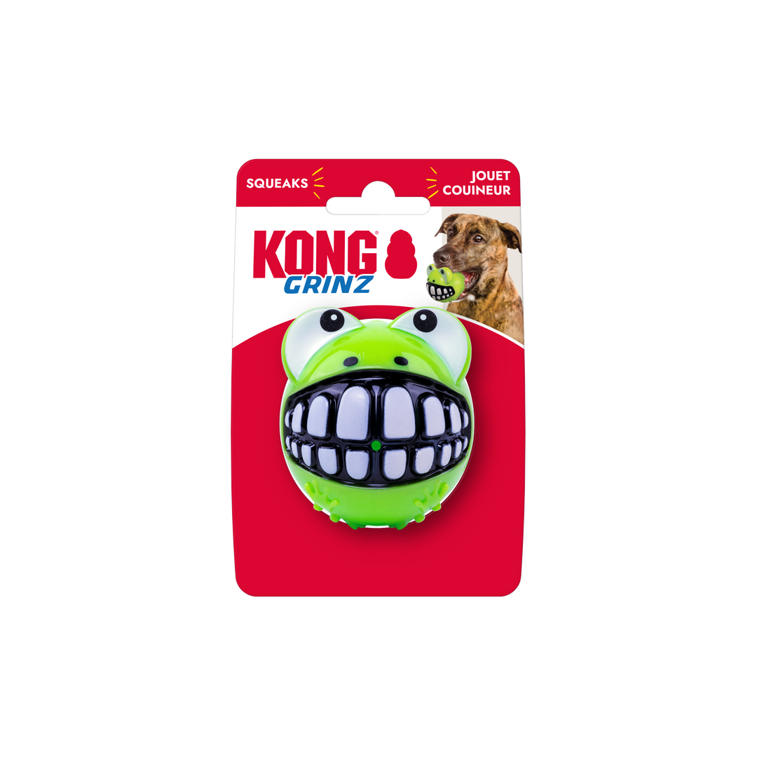 Kong - Grinz Grenouille - Jouet avec Couineur pour Chiens