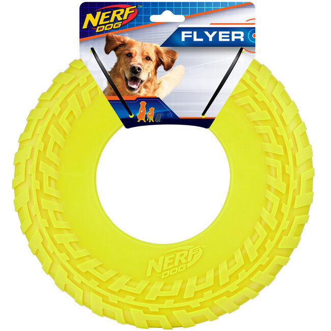 Nerf Dog - Disque Volant à Texture de Pneu 22.5 cm - Jouet à Lancer et à Rapporter pour Chiens