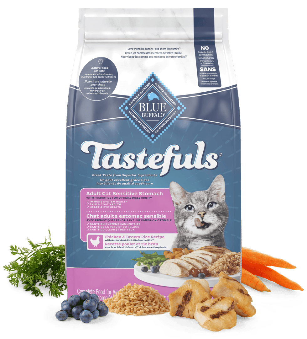 Blue Tastefuls - Estomac Sensible, Poulet et Riz Brun - Nourriture Sèche pour Chats Adultes