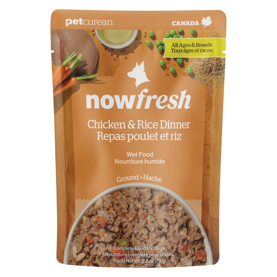 Now Fresh - Poulet Haché et Riz - Nourriture Humide pour Chiens en Sachet