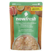 Petcurean Now Fresh - Chat Poulet et Canard Éffiloché avec Bouillon - Nourriture Humide Sans Grains pour Chats en Pochette