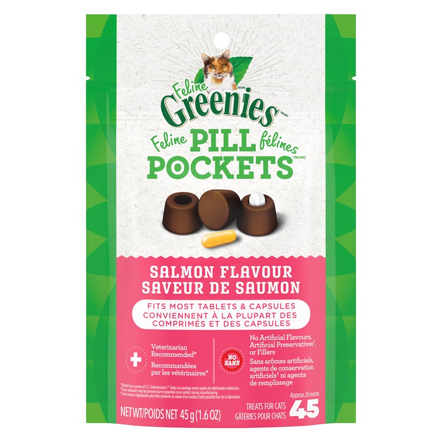 Greenies Feline Pill Pockets - Saveur de Saumon - Gâteries Dentaires pour Chats