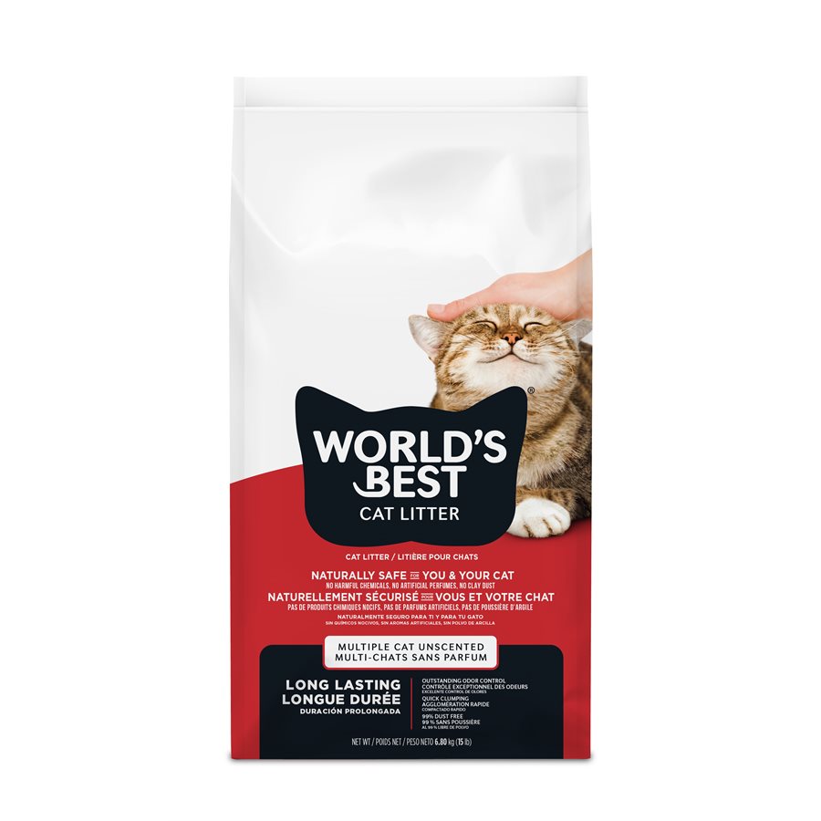 World's Best - Multi-ChatsSans Parfum - Litière Agglomérante Naturelle de Maïs pour Chats