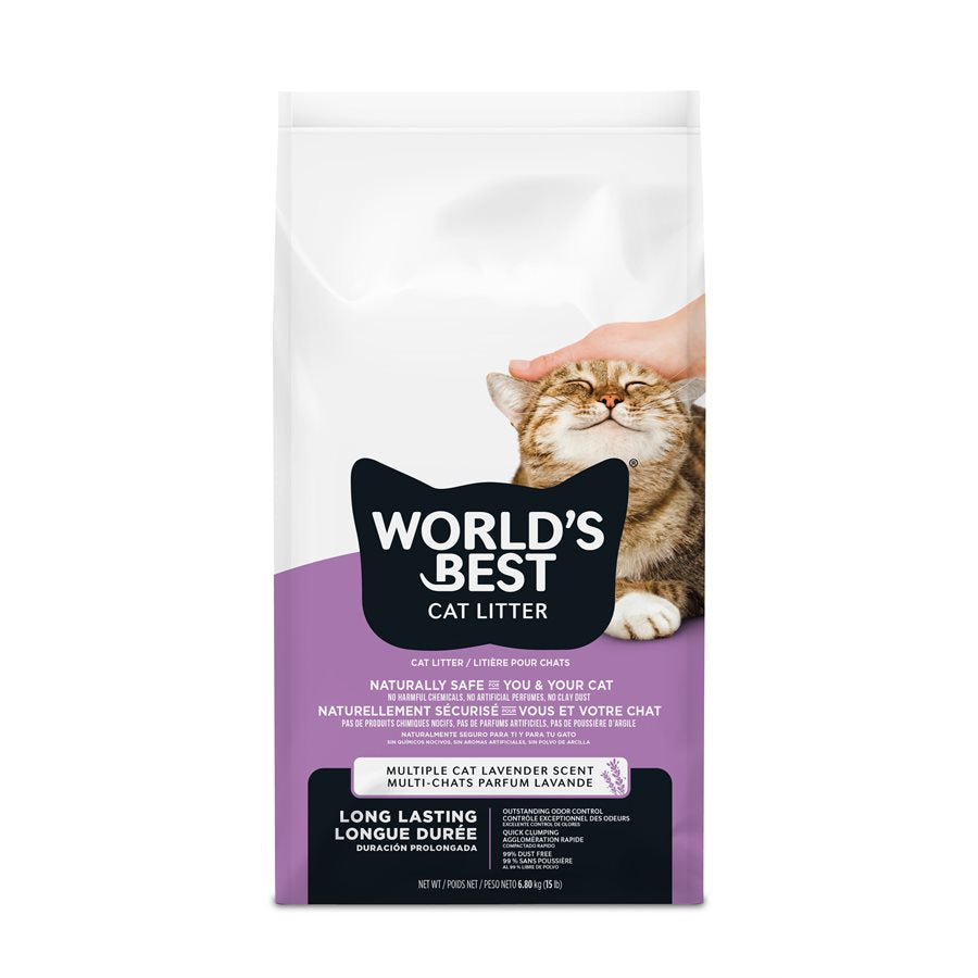 World's Best - Parfum de Lavande - Litière Agglomérante Naturelle de Maïs pour Chats