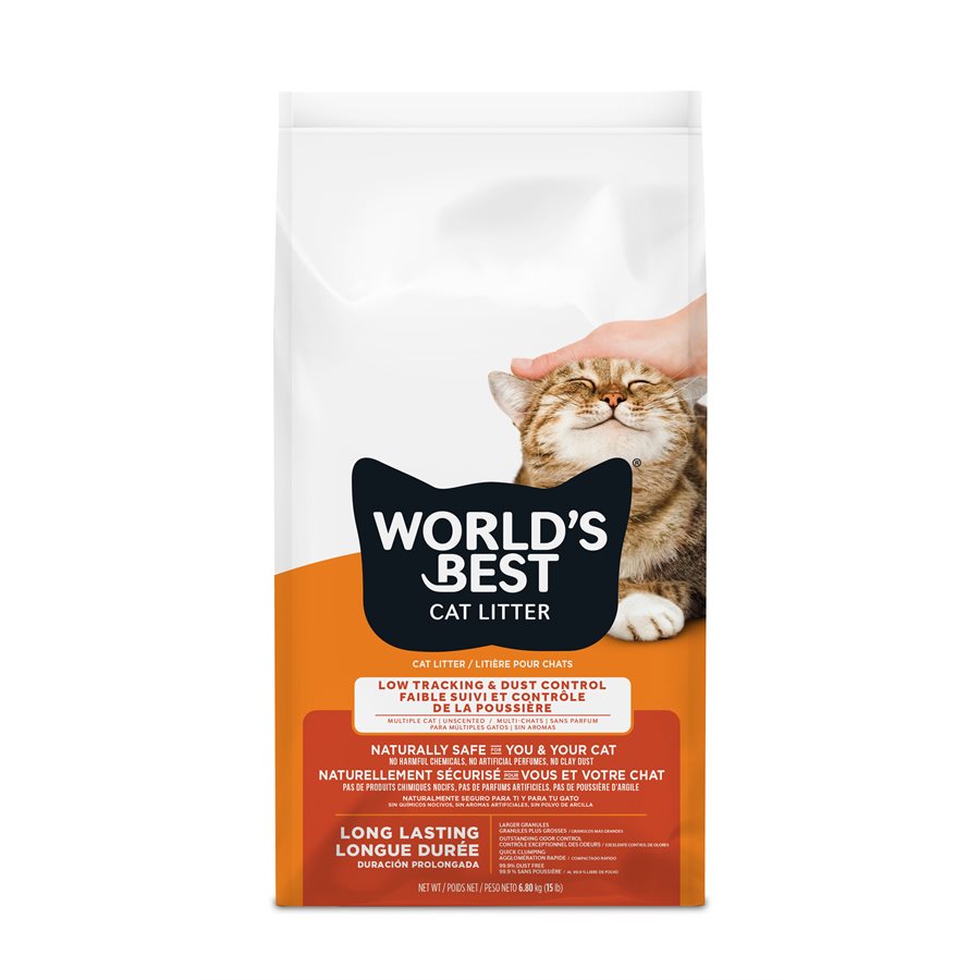 World's Best - Multi-ChatsSans Parfum - Litière Agglomérante Naturelle de Maïs à Faible Dispersion et Contrôle de la Poussière pour Chats