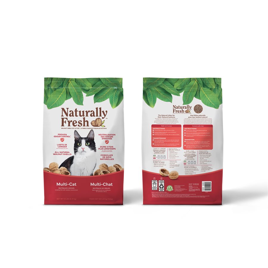 Naturally Fresh - Multi-Chats- Litière Naturelle Biodégradable à Base de Noyer, Agglomérante Rapide pour ChatsMultiples