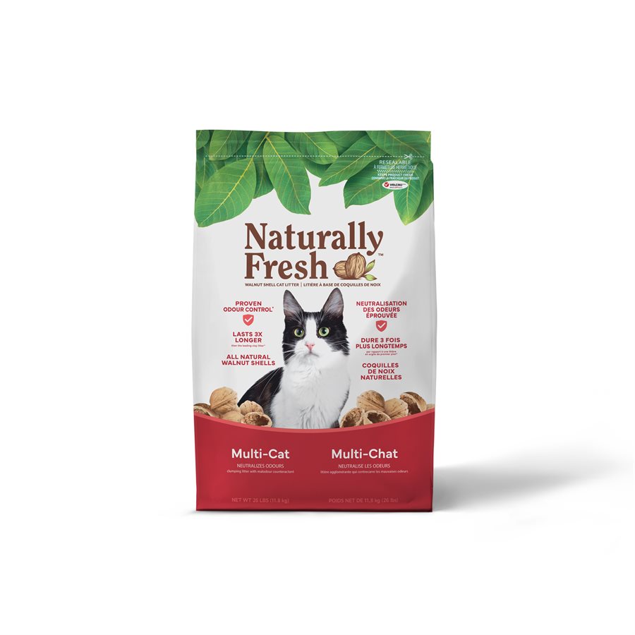 Naturally Fresh - Multi-Chats- Litière Naturelle Biodégradable à Base de Noyer, Agglomérante Rapide pour ChatsMultiples