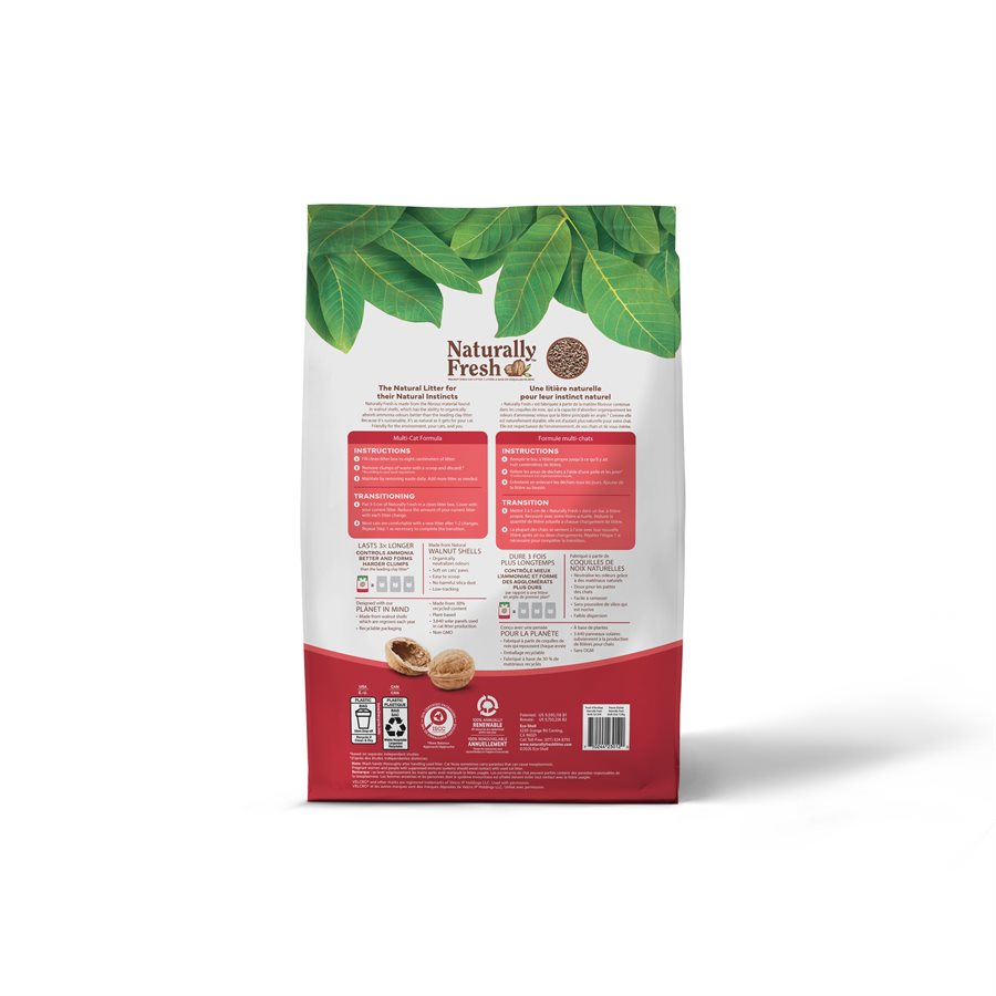 Naturally Fresh - Multi-Chats- Litière Naturelle Biodégradable à Base de Noyer, Agglomérante Rapide pour ChatsMultiples