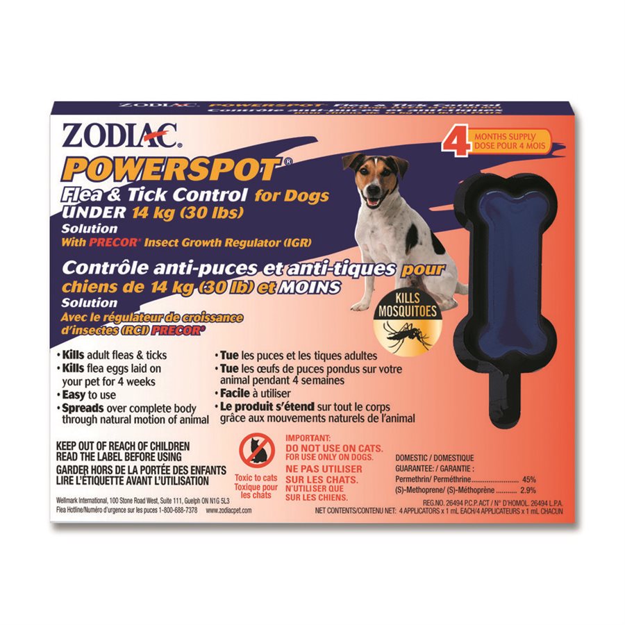 Zodiac - PowerSpot Contre les Puces et Tiques - Traitement Topique pour Chiens