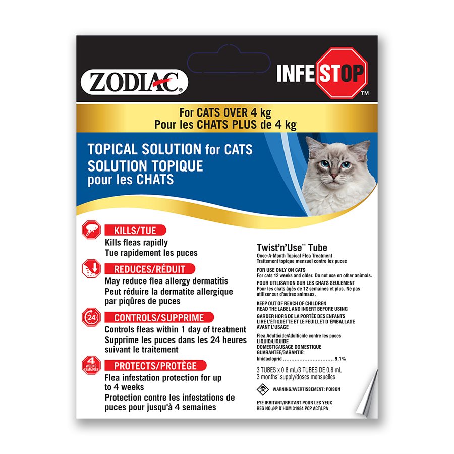 Zodiac - Infestop Solution Topique Contre les Puces - Traitement pour Chats