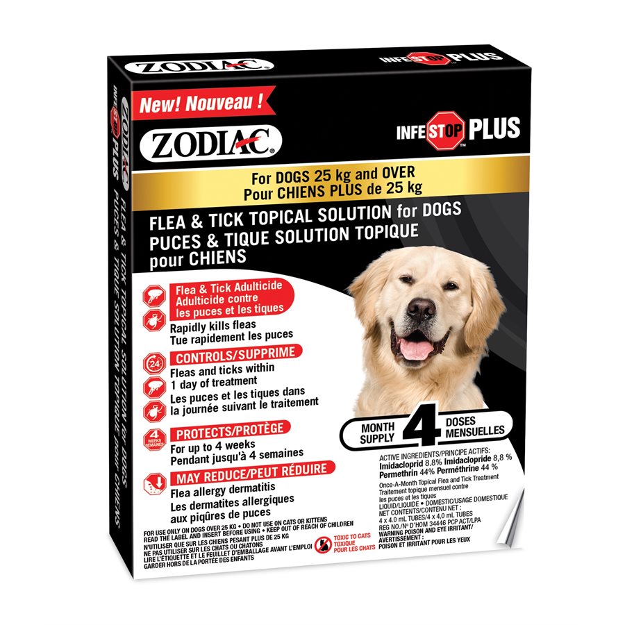 Zodiac - Infestop Plus Contre les Puces et Tiques - Traitement Topique pour Chiens