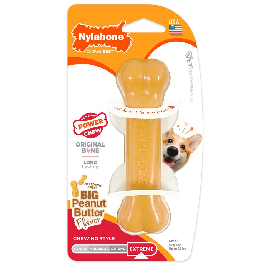 Nylabone - Os Durable Saveur de Beurre d'Arachide - Jouet à Mâcher pour Chiens